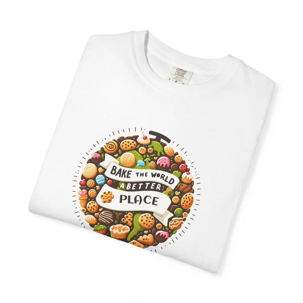 Unisex Garment-Dyed Tee - Bake the World Design - DipaliZ