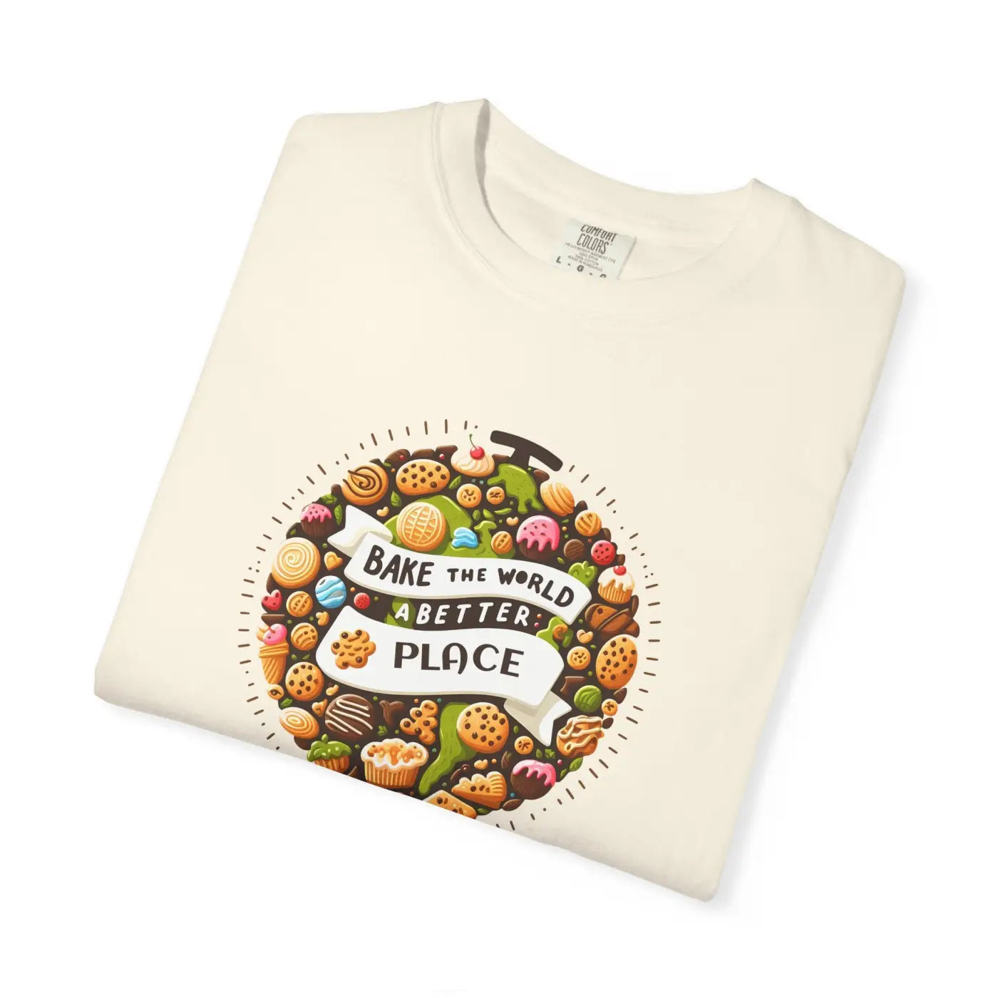 Unisex Garment-Dyed Tee - Bake the World Design - DipaliZ