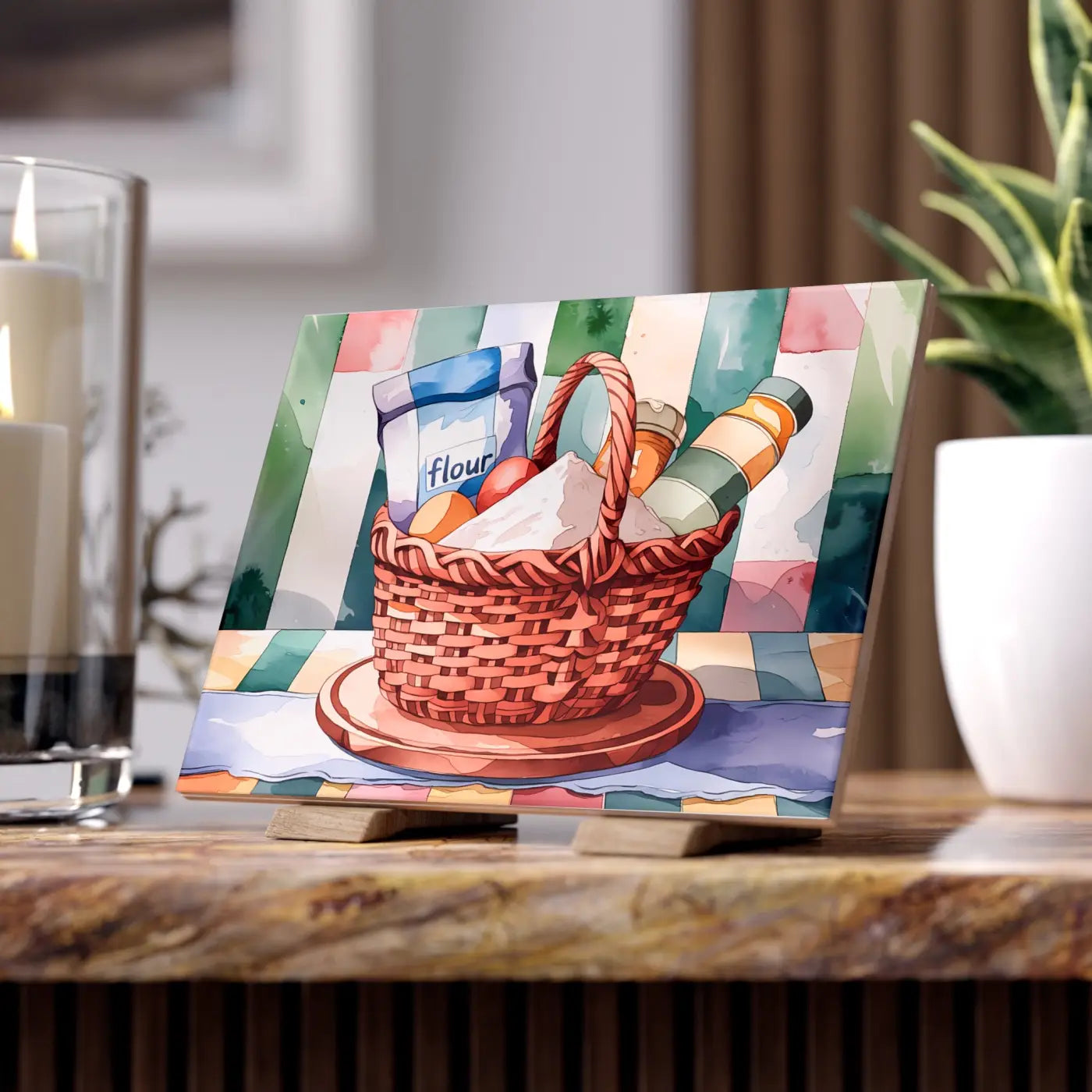 Baking Ingredients Ceramic Photo Tile - Kitchen Wall Decor - DipaliZ