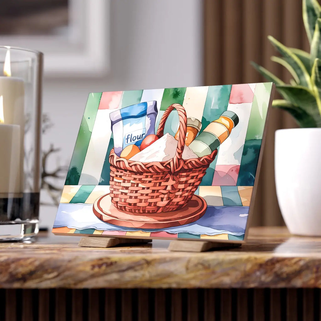 Baking Ingredients Ceramic Photo Tile - Kitchen Wall Decor - DipaliZ