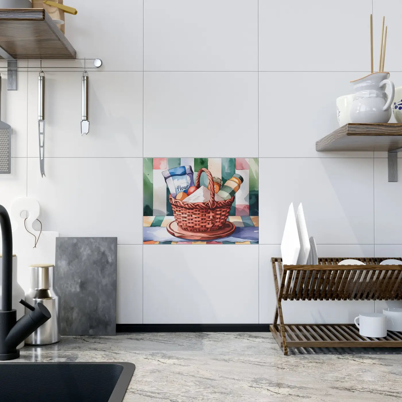 Baking Ingredients Ceramic Photo Tile - Kitchen Wall Decor - DipaliZ
