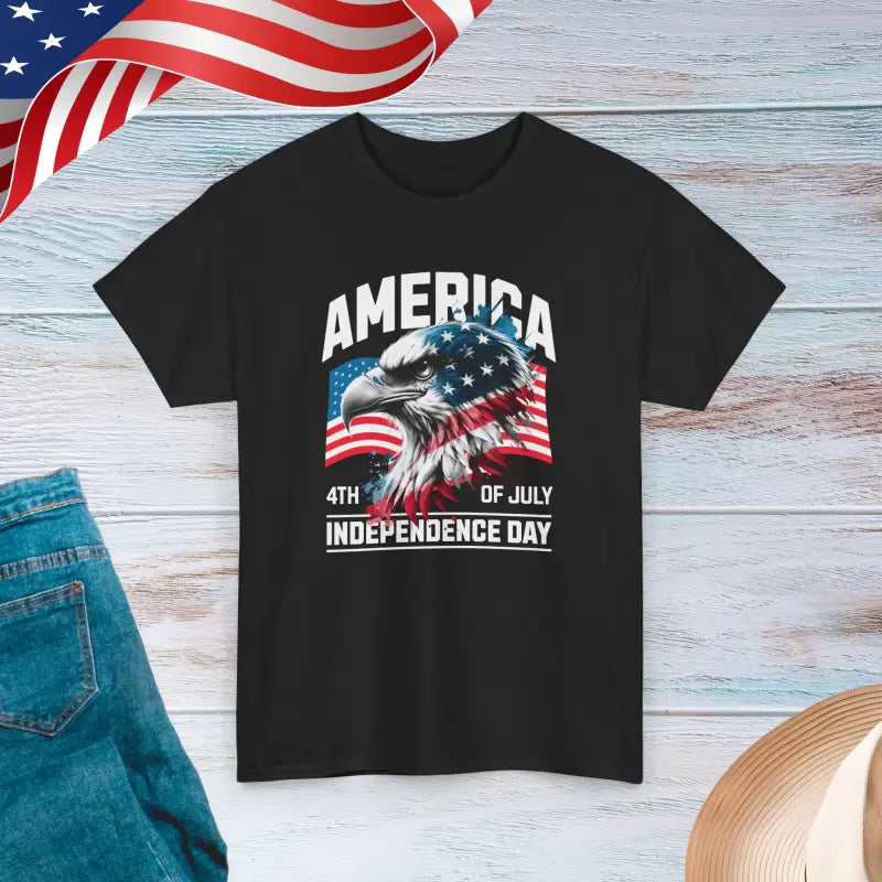 Unisex Deluxe Independence Day Tee - Bald Eagle Design - DipaliZ