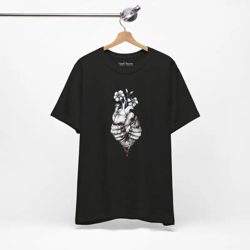 Bandaged Heart Short Sleeve Tee - Floral Blood Design - DipaliZ