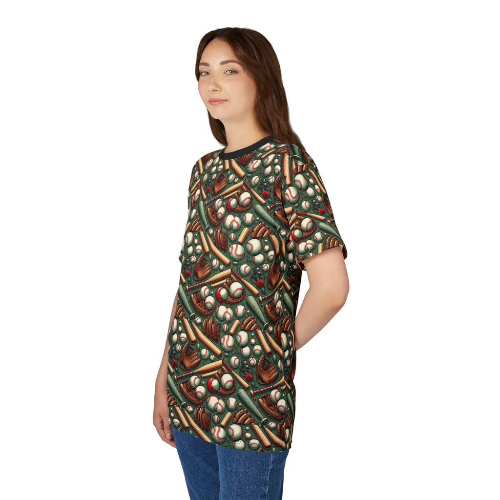Stylish Baseball Pattern Unisex Tee - Microfiber-Knit Fabric - DipaliZ