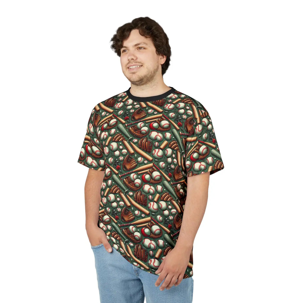 Stylish Baseball Pattern Unisex Tee - Microfiber-Knit Fabric - DipaliZ