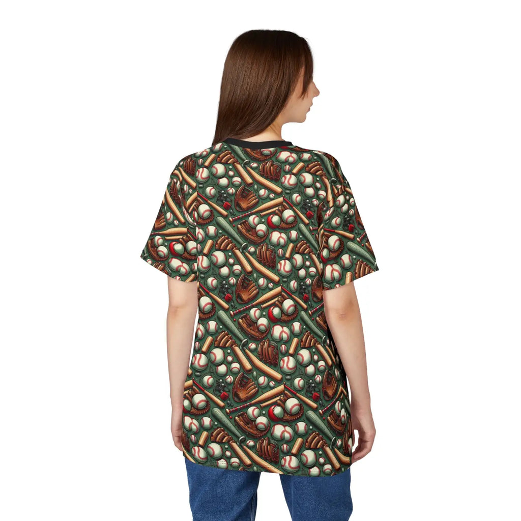 Stylish Baseball Pattern Unisex Tee - Microfiber-Knit Fabric - DipaliZ