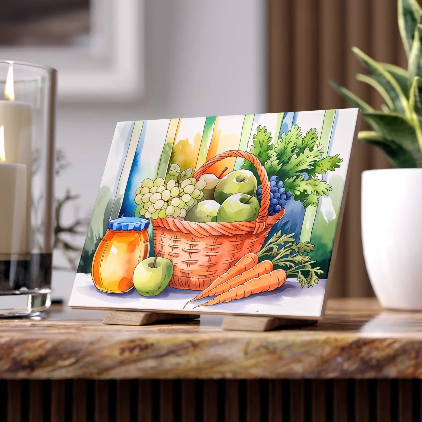 Fruit Veggie Ceramic Photo Tile - Vibrant Wall Decor - DipaliZ