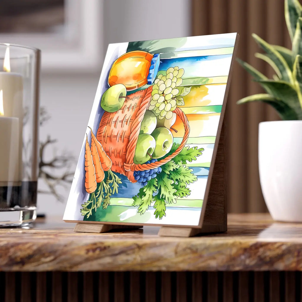 Fruit Veggie Ceramic Photo Tile - Vibrant Wall Decor - DipaliZ