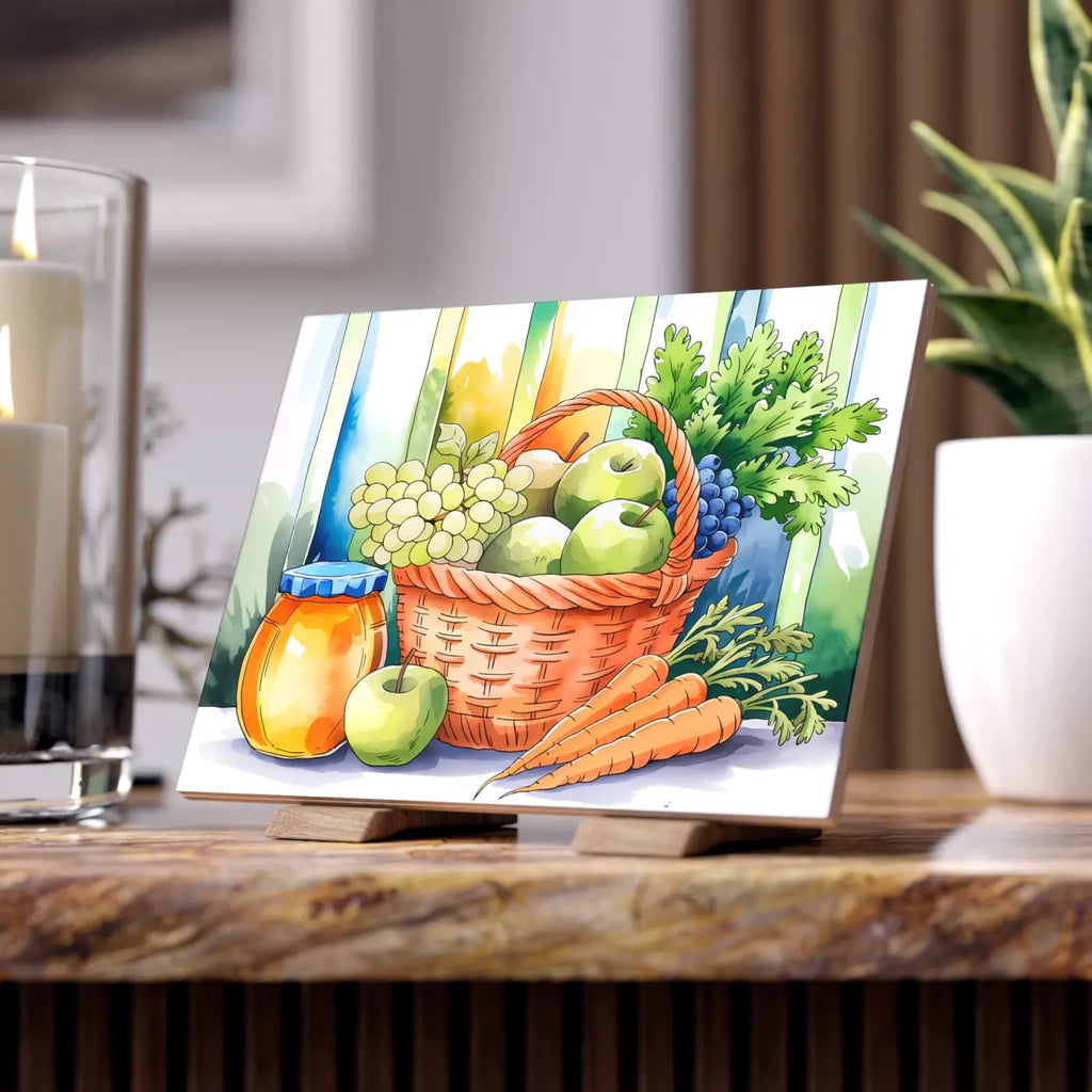 Fruit Veggie Ceramic Photo Tile - Vibrant Wall Decor - DipaliZ