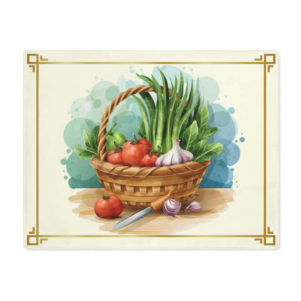 Vegetables in a Basket Placemat - Cotton Dining Decor - DipaliZ
