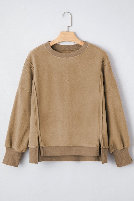 Tatum Fuzzy Sherpa Splicing Pullover Sweatshirt