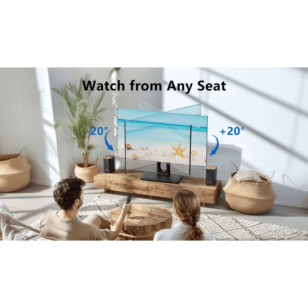 ErgoAV Tabletop TV Stand with Swivel for up to 86" TVs with Storage Compartment