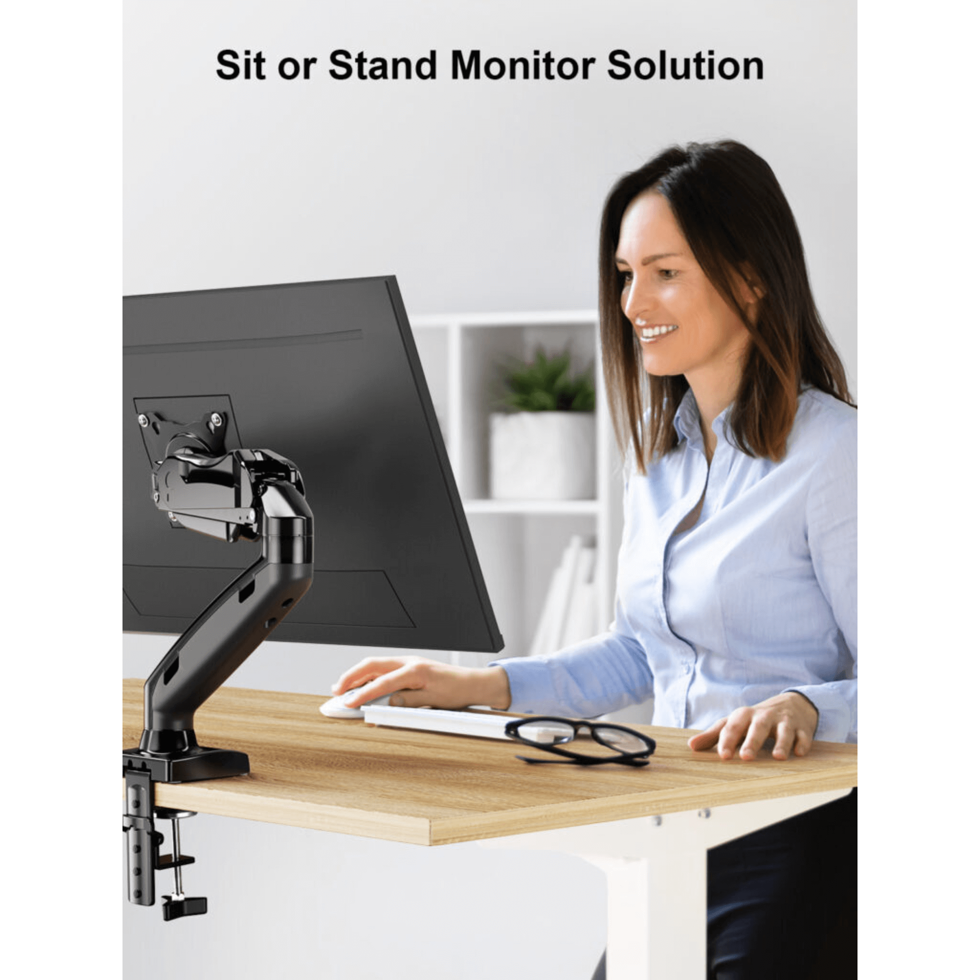 ErgoAV Gas Spring Desk Mount for Single Monitors 13" to 27"