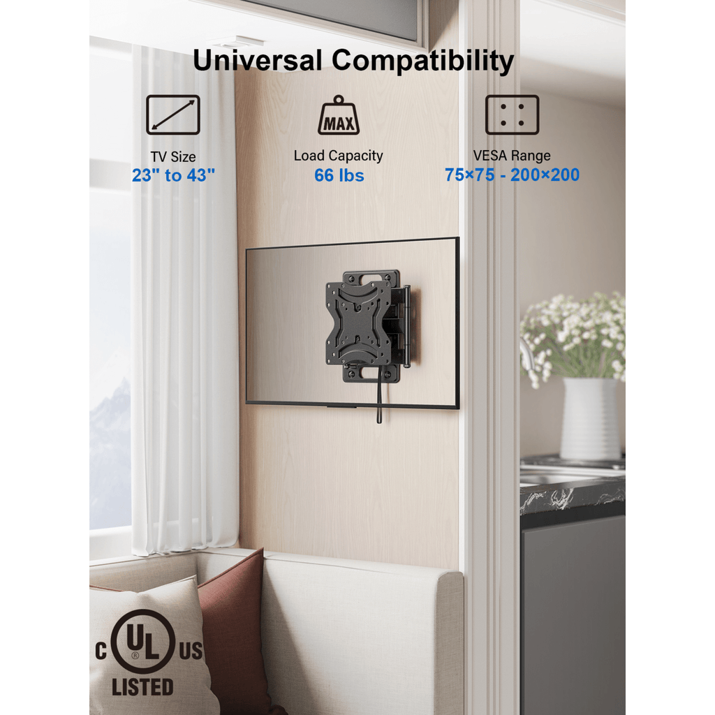 ErgoAV RV Motion Mount 200x200 for TVs 23" to 43"