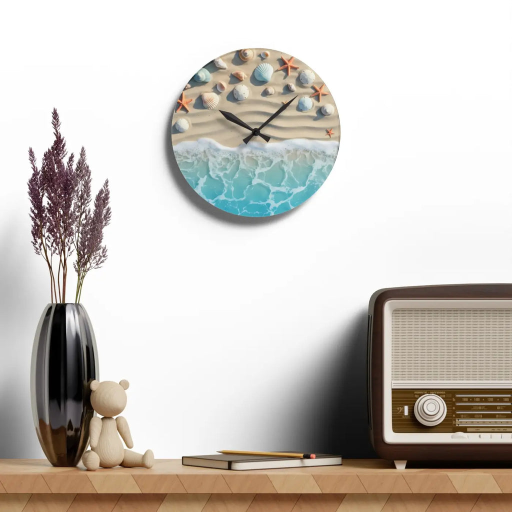 Beach Shore Acrylic Wall Clock - Coastal Decor Escape - DipaliZ
