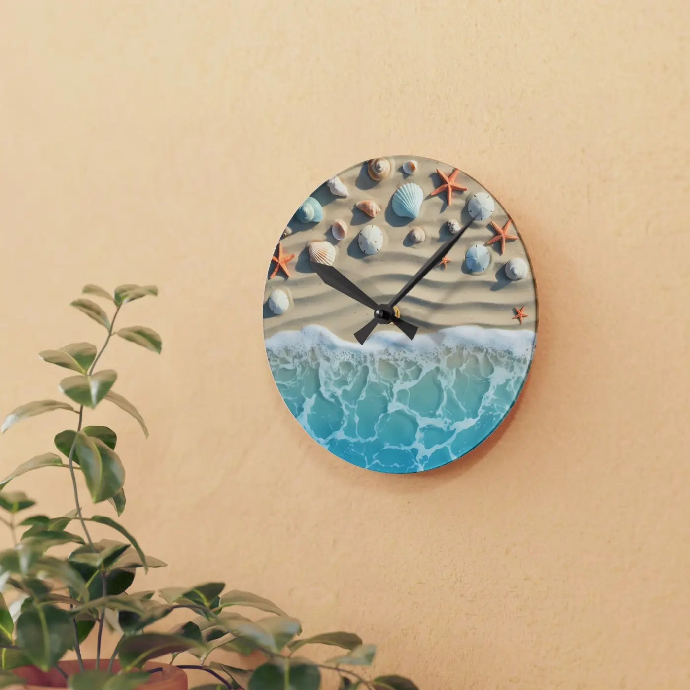 Beach Shore Acrylic Wall Clock - Coastal Decor Escape - DipaliZ