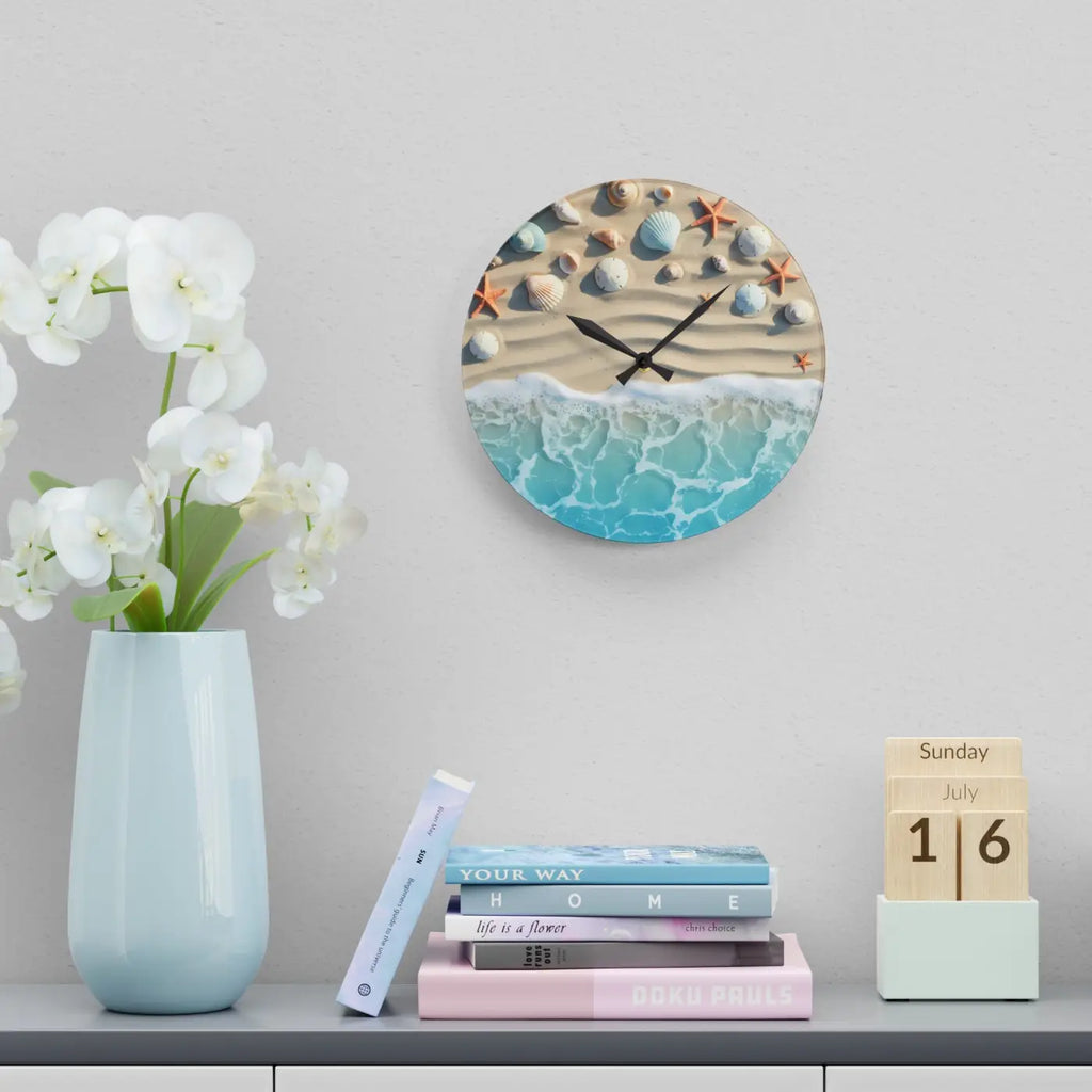 Beach Shore Acrylic Wall Clock - Coastal Decor Escape - DipaliZ