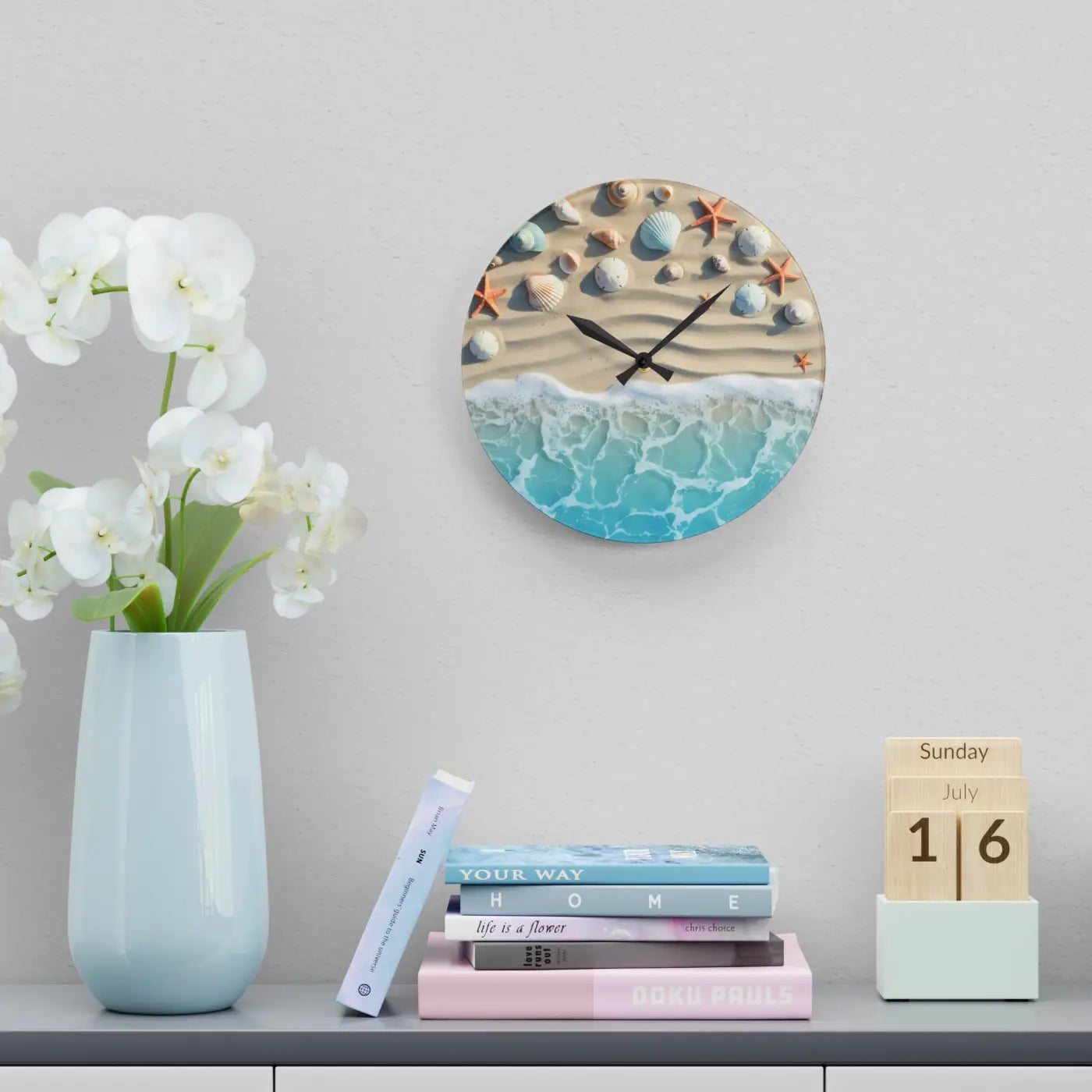 Beach Shore Acrylic Wall Clock - Coastal Decor Escape - DipaliZ