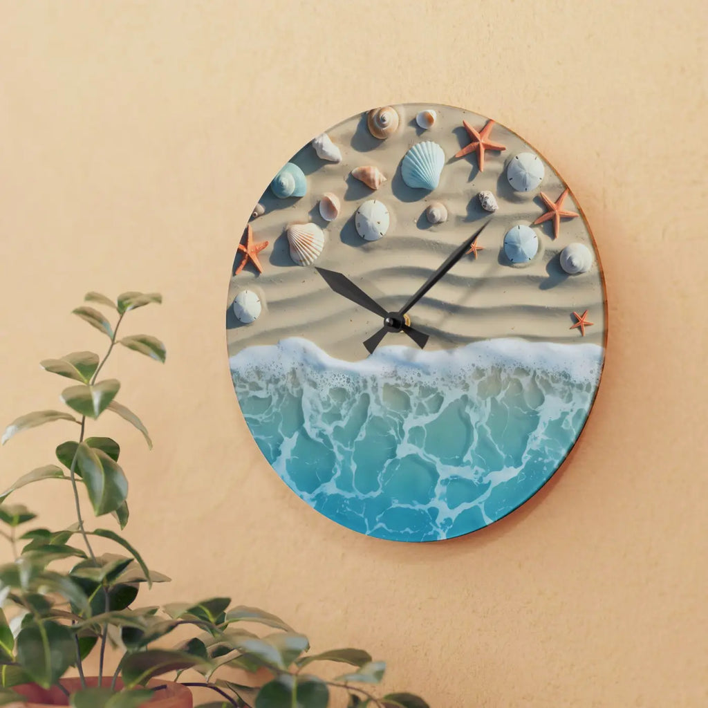 Beach Shore Acrylic Wall Clock - Coastal Decor Escape - DipaliZ