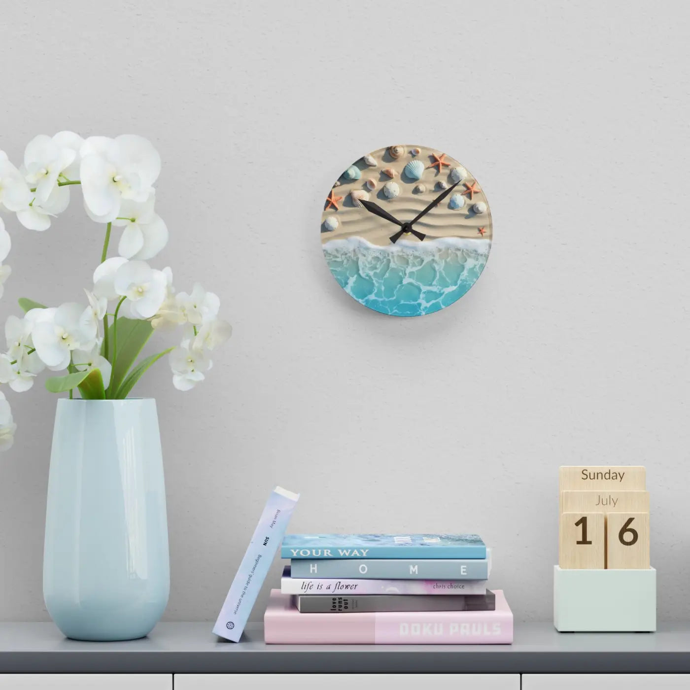 Beach Shore Acrylic Wall Clock - Coastal Decor Escape - DipaliZ