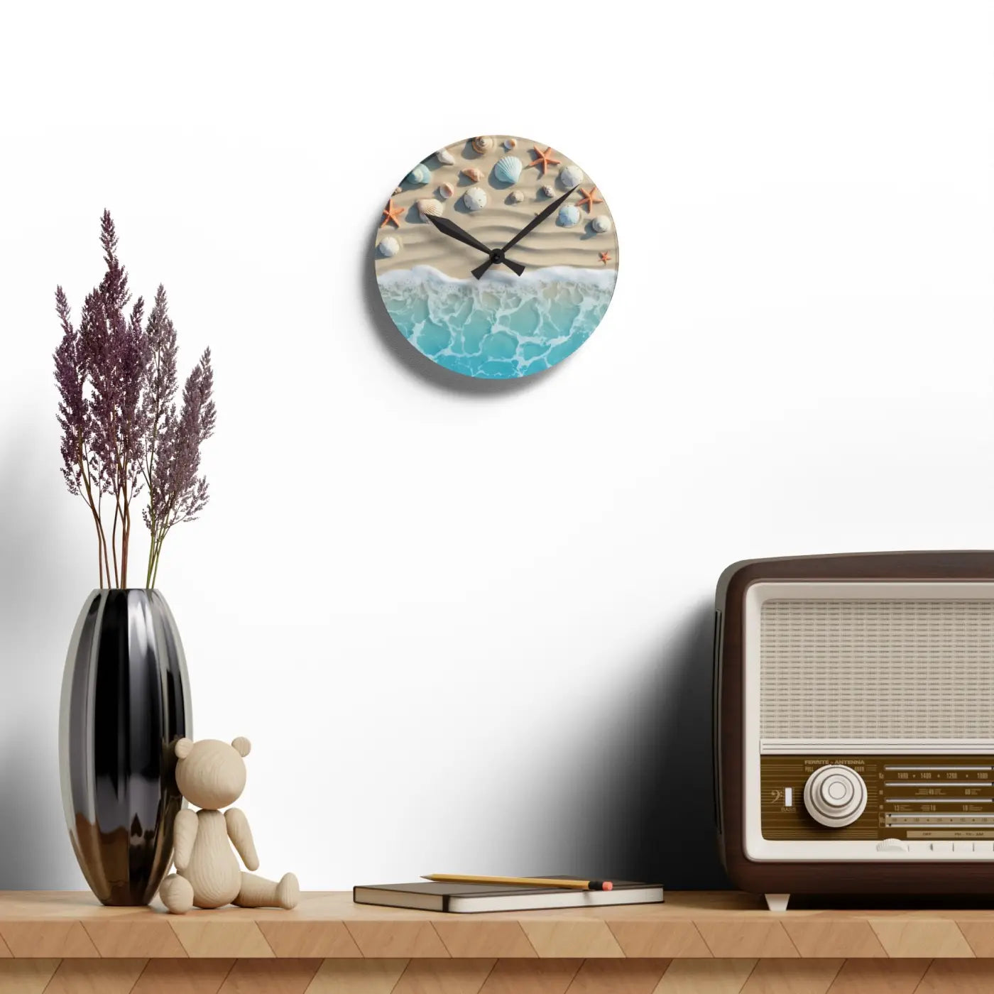 Beach Shore Acrylic Wall Clock - Coastal Decor Escape - DipaliZ