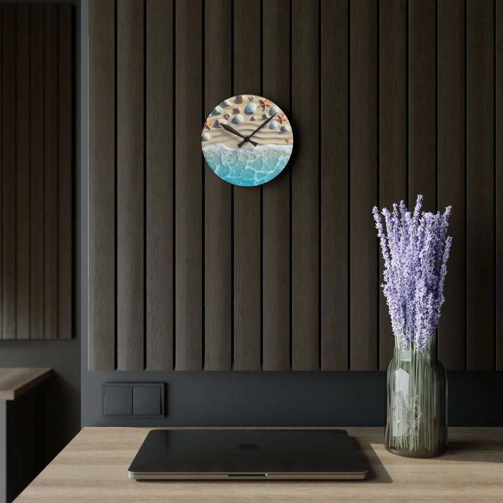 Beach Shore Acrylic Wall Clock - Coastal Decor Escape - DipaliZ