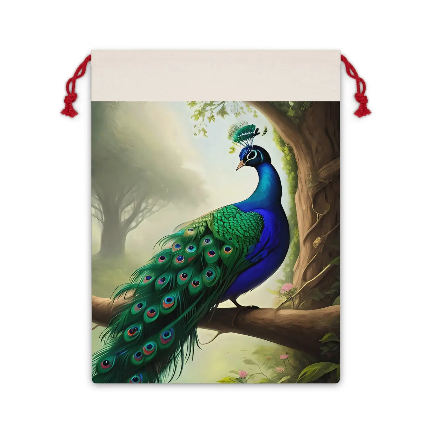 Peacock Linen Bag - Eco Friendly Fashion Tote - DipaliZ