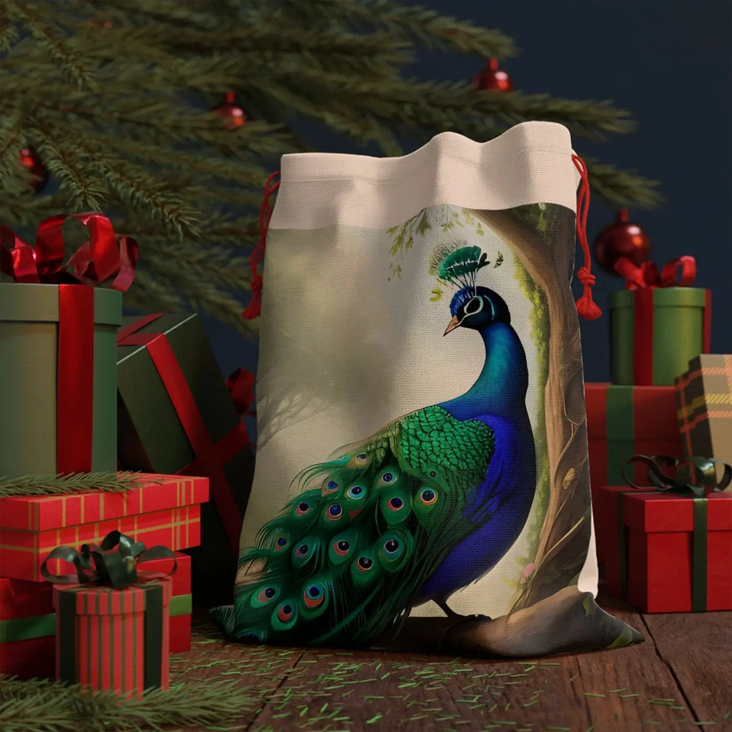 Peacock Linen Bag - Eco Friendly Fashion Tote - DipaliZ