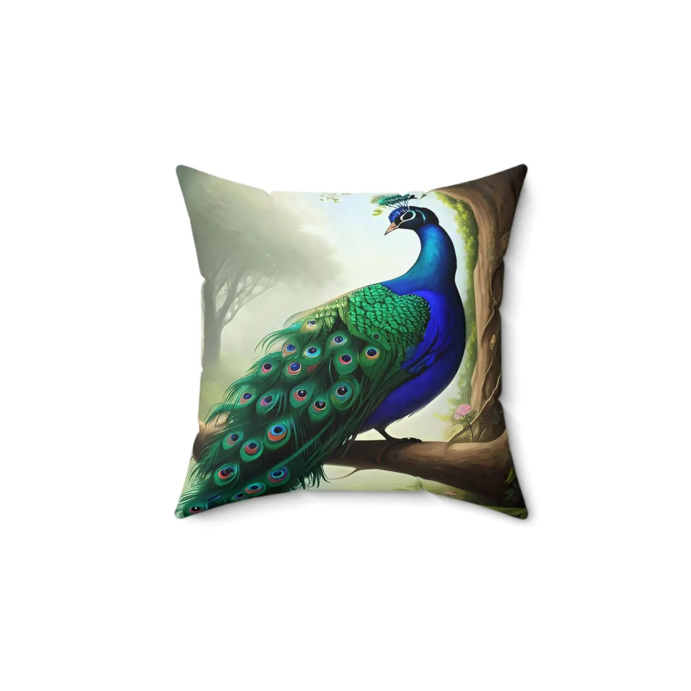 Peacock Spun Polyester Square Pillow - Bold Home Decor - DipaliZ
