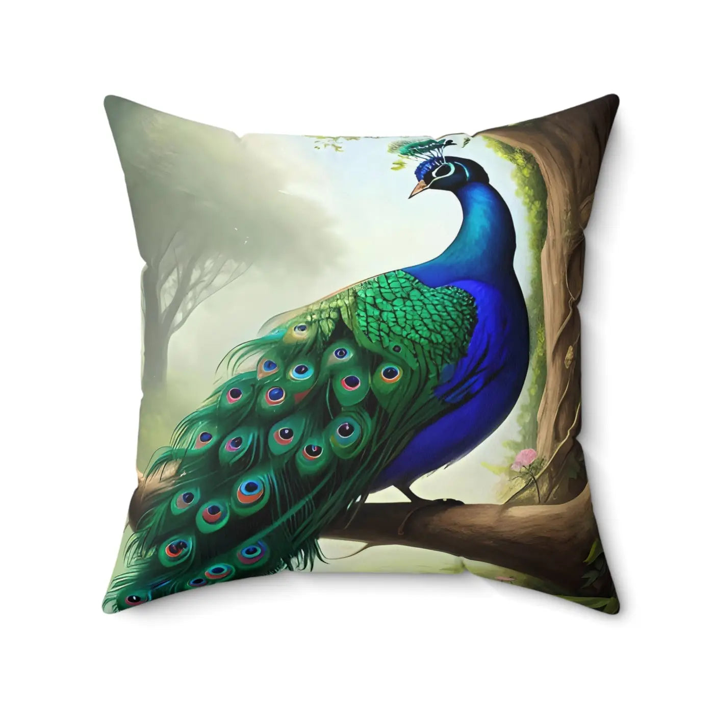 Peacock Spun Polyester Square Pillow - Bold Home Decor - DipaliZ