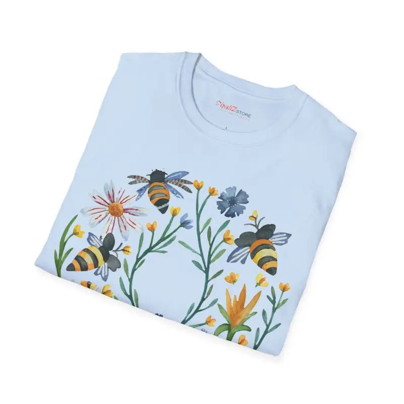 Softstyle Cotton T-Shirt - Bees and Flowers Design - DipaliZ