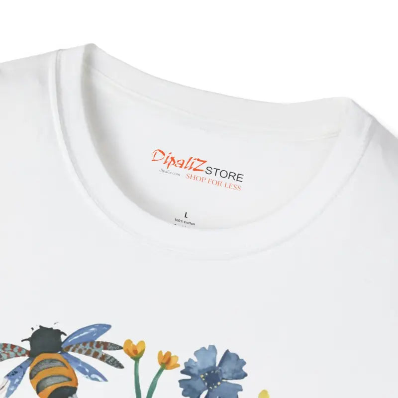 Softstyle Cotton T-Shirt - Bees and Flowers Design - DipaliZ