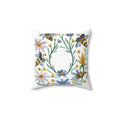 Spun Polyester Square Pillow - Bees and Flowers Design - DipaliZ