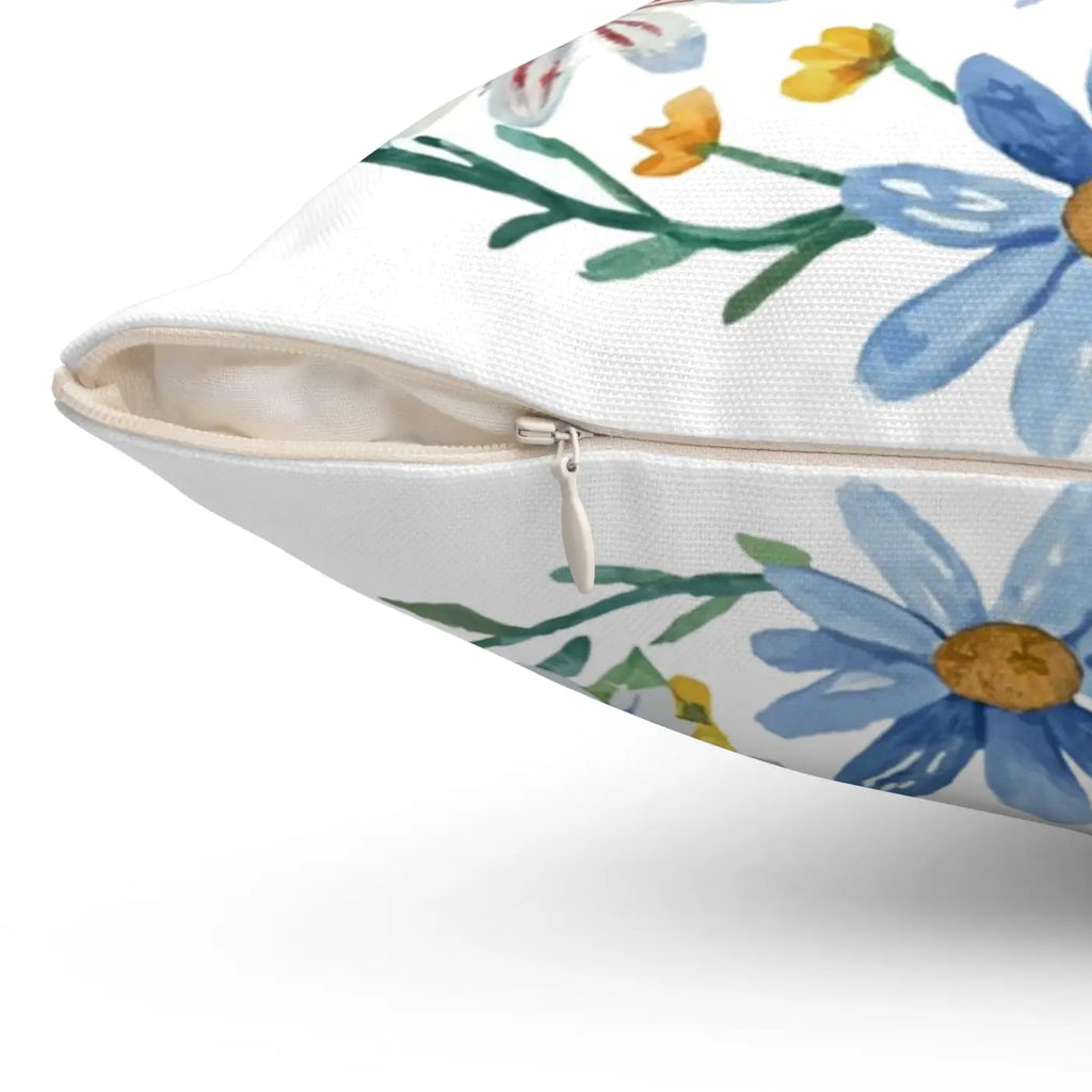 Spun Polyester Square Pillow - Bees and Flowers Design - DipaliZ