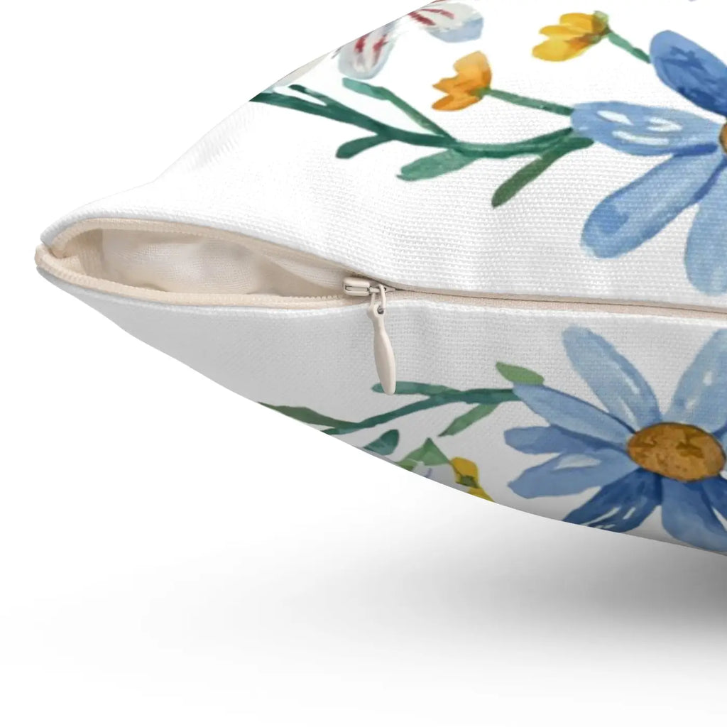 Spun Polyester Square Pillow - Bees and Flowers Design - DipaliZ