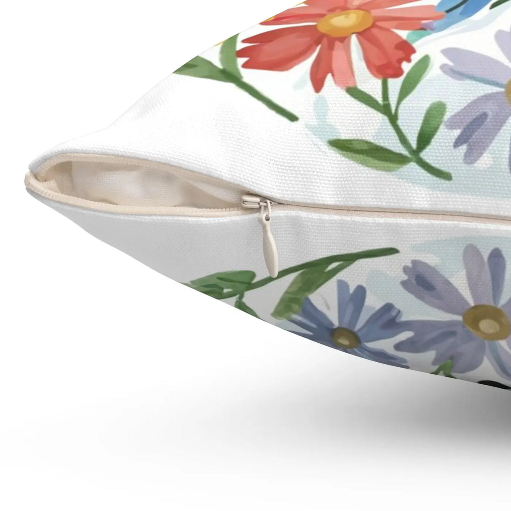 Spring Buzz Spun Polyester Square Pillow - Bees and Blooms - DipaliZ
