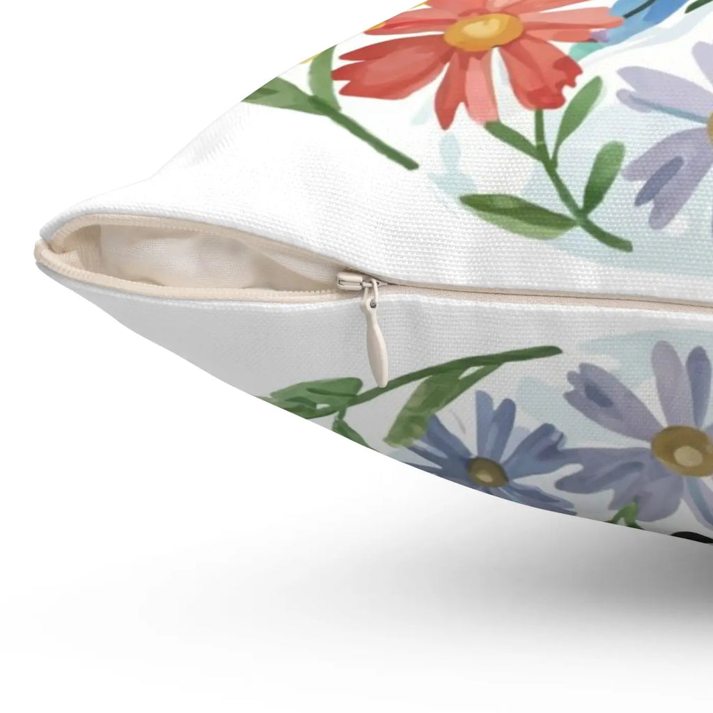 Spring Buzz Spun Polyester Square Pillow - Bees and Blooms - DipaliZ