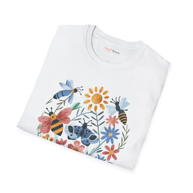 Unisex Softstyle T Shirt - Bees and Flowers Design - DipaliZ