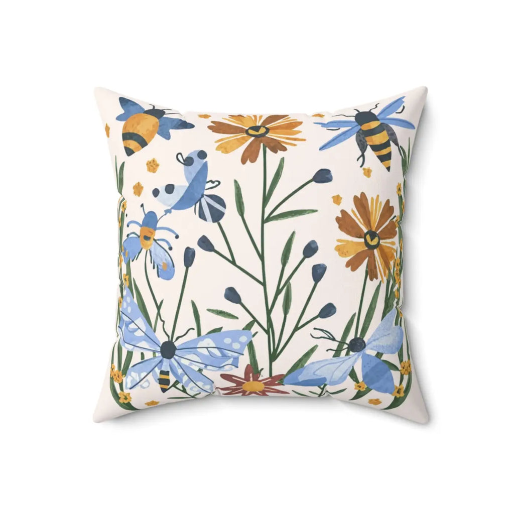 Bright Spring Flowers Polyester Square Pillow - DipaliZ