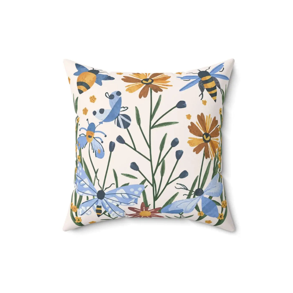 Bright Spring Flowers Polyester Square Pillow - DipaliZ