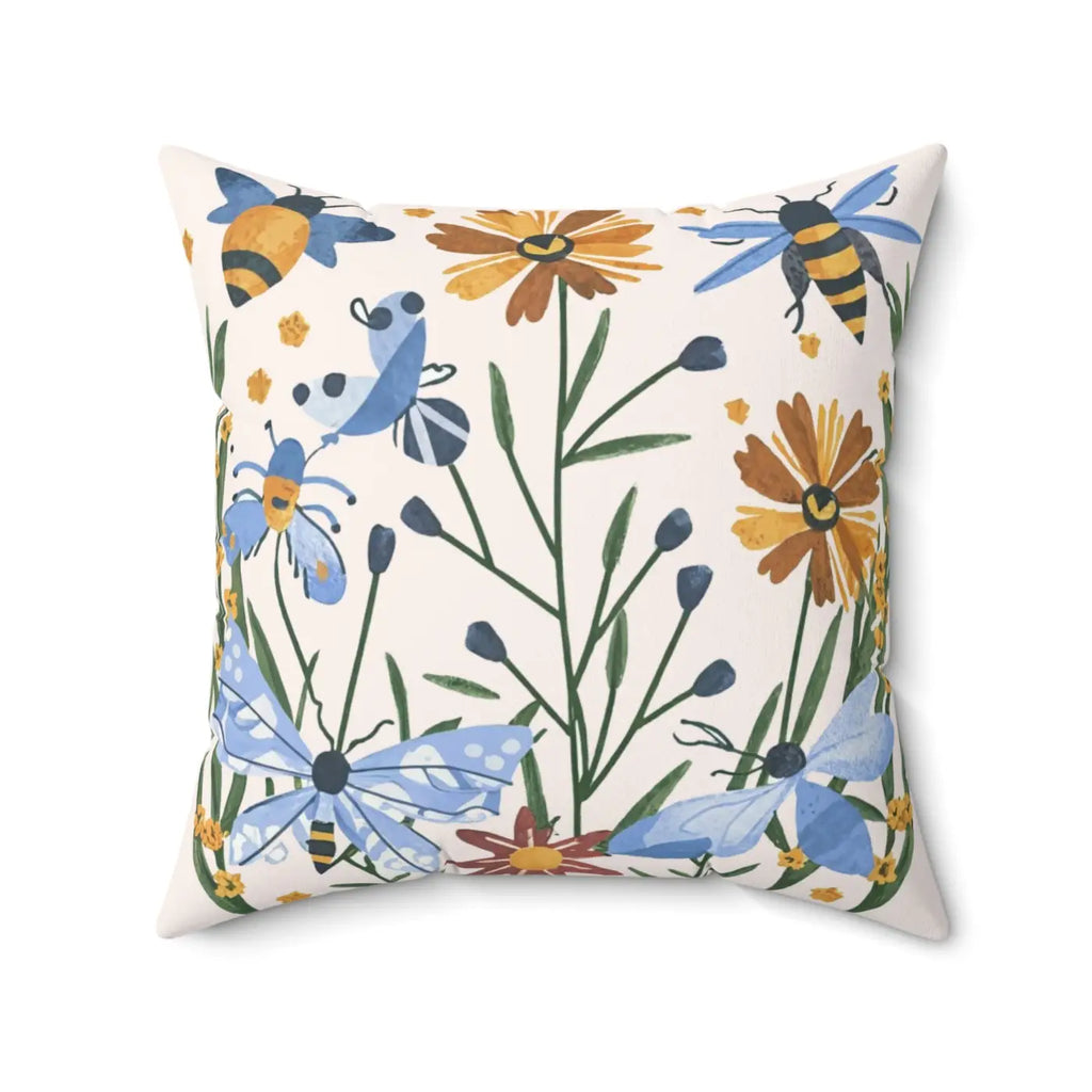 Bright Spring Flowers Polyester Square Pillow - DipaliZ