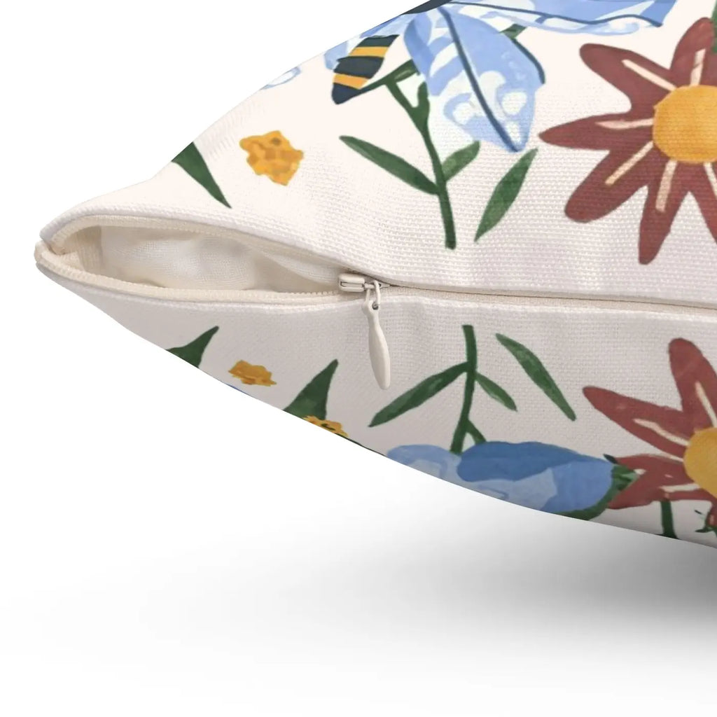 Bright Spring Flowers Polyester Square Pillow - DipaliZ