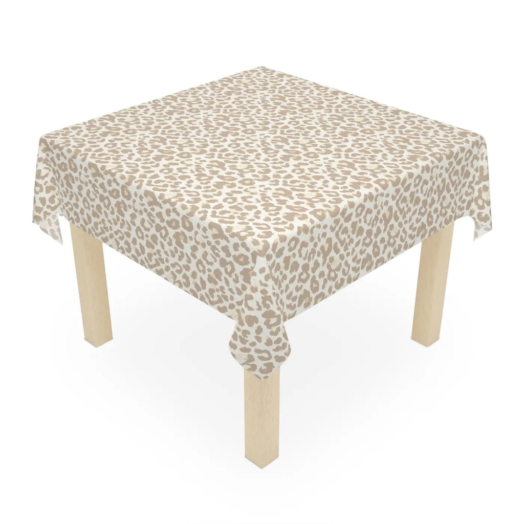 Beige Leopard Print Tablecloth - Neutral Animal Print Dining - DipaliZ