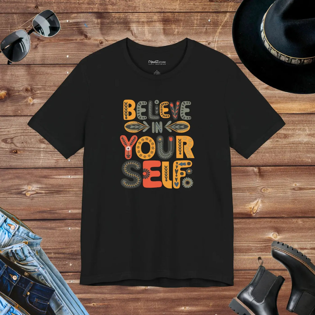 Premium Floral Unisex Jersey Tee - Believe in Yourself - DipaliZ