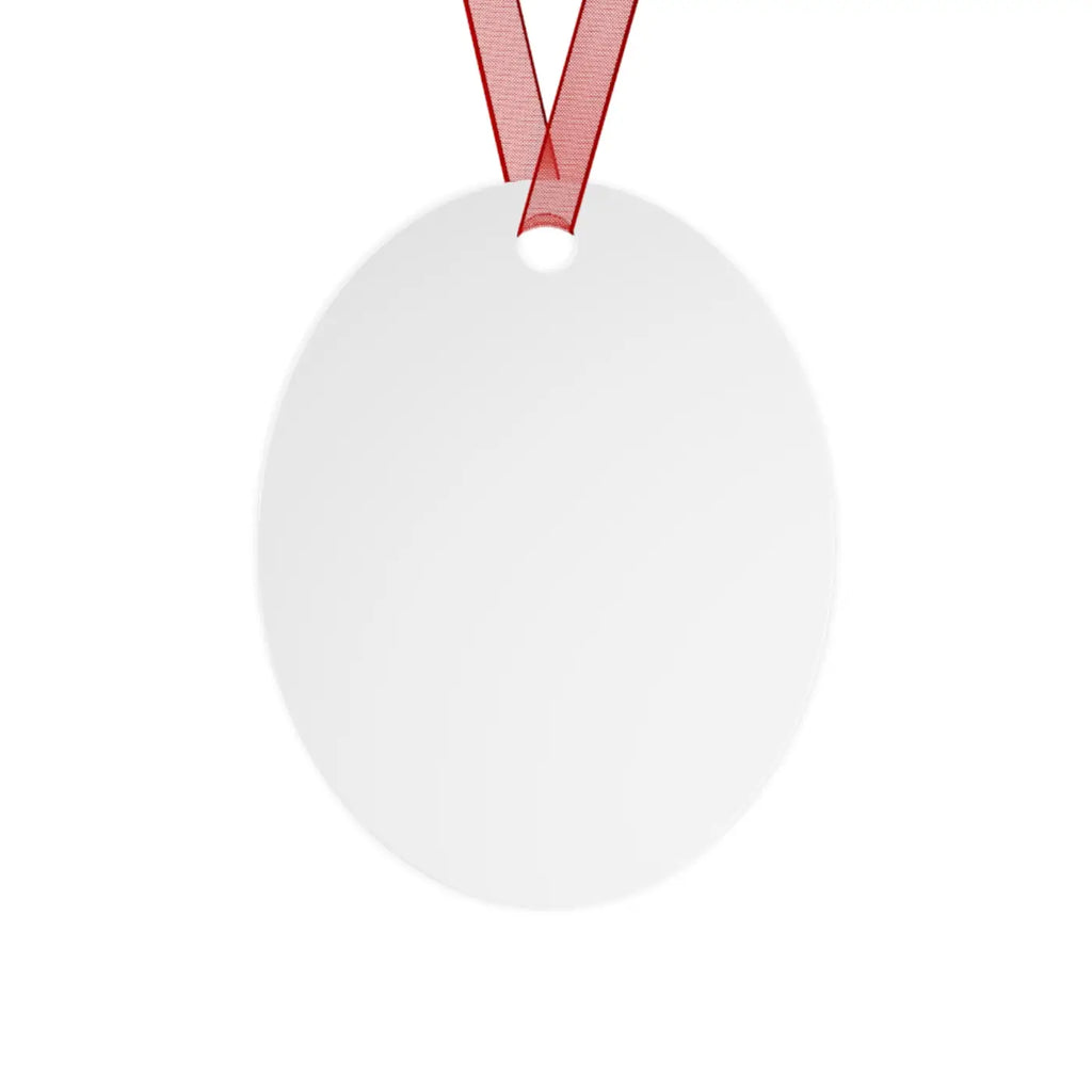 Frosted Bell Metal Ornament - Nordic Winter with Red Ribbon - DipaliZ