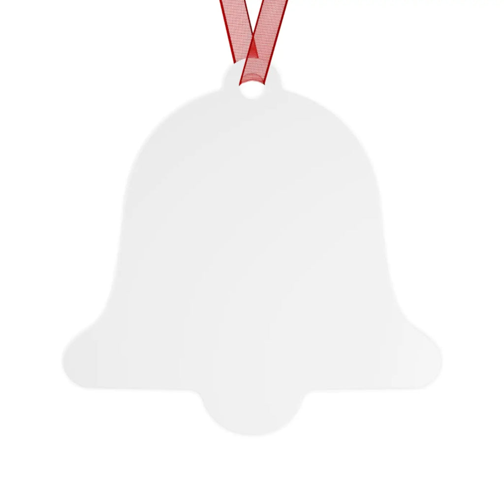 Frosted Bell Metal Ornament - Nordic Winter with Red Ribbon - DipaliZ