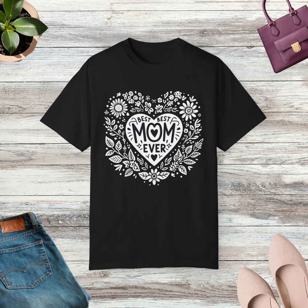 Mom Heart Floral Unisex Garment-Dyed T-Shirt - DipaliZ