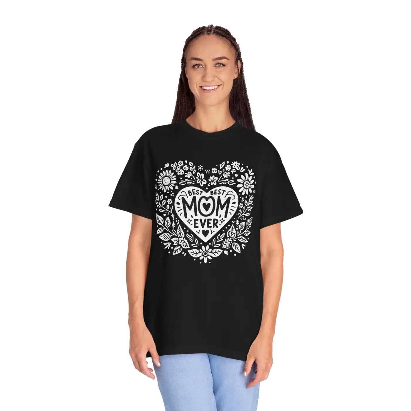 Mom Heart Floral Unisex Garment-Dyed T-Shirt - DipaliZ