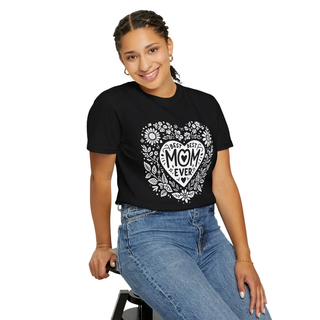 Mom Heart Floral Unisex Garment-Dyed T-Shirt - DipaliZ