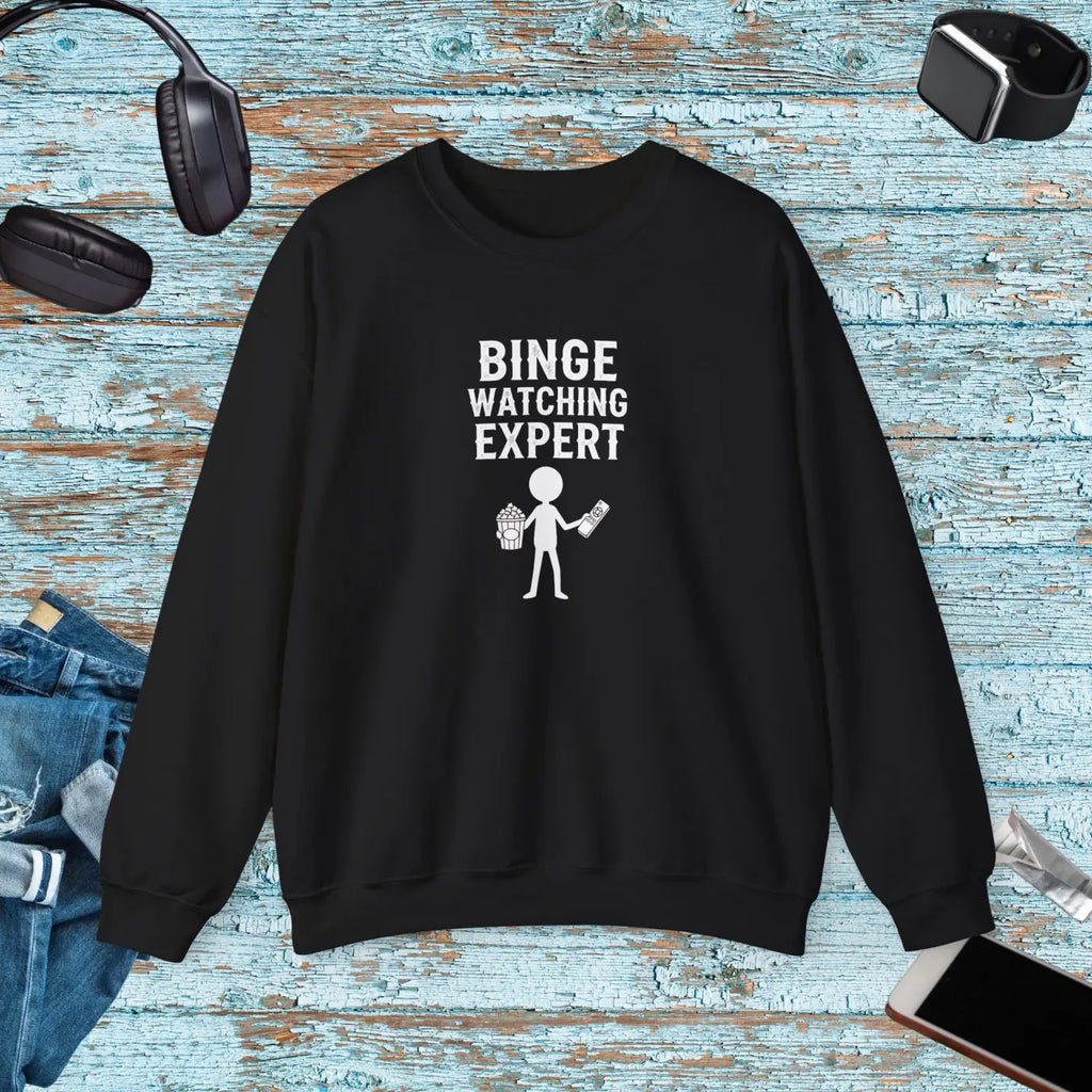 Binge Watching Expert Crewneck Sweatshirt - Cozy Streaming - DipaliZ
